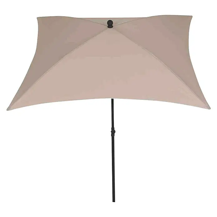 Siena Garden Marktschirm City Push - Natur, Bespannungsmaß (L x B): 180 x 180 cm - Ein beigefarbener, rechteckiger Sonnenschirm mit schwarzem Mast, perfekt für den stilvollen Sonnenschutz im Freien.