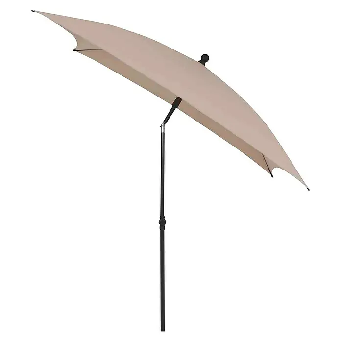 Siena Garden Marktschirm City Push - Natur, Bespannungsmaß (L x B): 180 x 180 cm - Ein beiger Sonnenschirm mit einem robusten, schwarzen Ständer, ideal für sonnige Tage im Freien und bietet großflächigen Schatten.