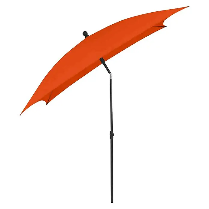 Siena Garden Marktschirm City Push - Terracotta, Bespannungsmaß (L x B): 180 x 180 cm - Ein orangefarbener Sonnenschirm mit einem robusten, schwarzen Ständer. Ideal für den Garten oder die Terrasse, um Schatten zu spenden.
