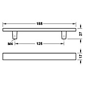 Tirador para muebles 102.04.617 (L x An x Al: 18,8 x 2,7 x 1,7 cm, Zinc fundido, Mate)