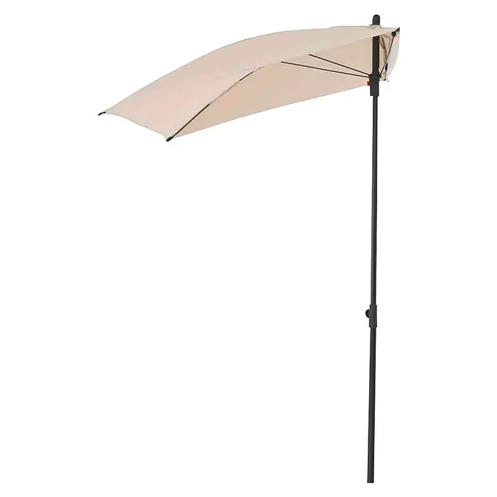 Siena Garden Balkonschirm City Push - Natur, Bespannungsmaß (L x B): 160 x 100 cm - Heller, halbrunder Sonnenschirm mit dunklem Mast. Ideal für Balkone und kleine Terrassen, spendet Schatten auf kleinem Raum.