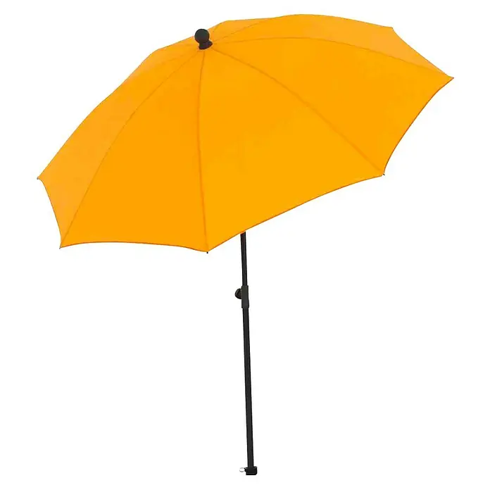 Siena Garden Marktschirm rund City Push - Gelb, Durchmesser Bespannung: 180 cm - Gelber Strandschirm mit schwarzem Ständer. Ideal für sonnige Tage am Strand oder im Garten, spendet Schatten und Schutz.