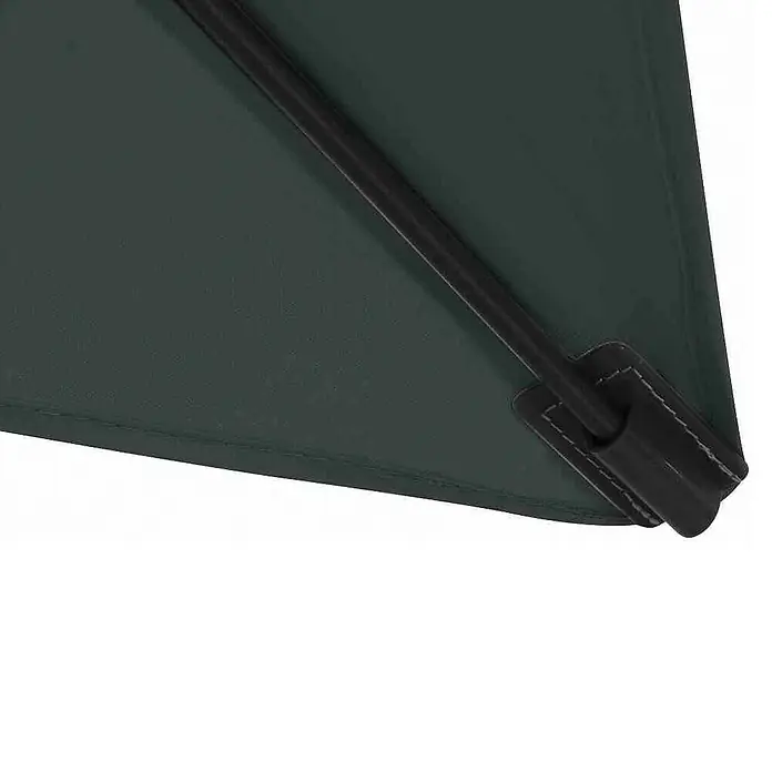 Siena Garden Marktschirm City Push - Anthrazit, Bespannungsmaß (L x B): 180 x 180 cm - Nahaufnahme eines Gartenschirms mit schwarzem Gestänge und grünem Schirmstoff, der Schatten spendet und vor Sonne schützt.