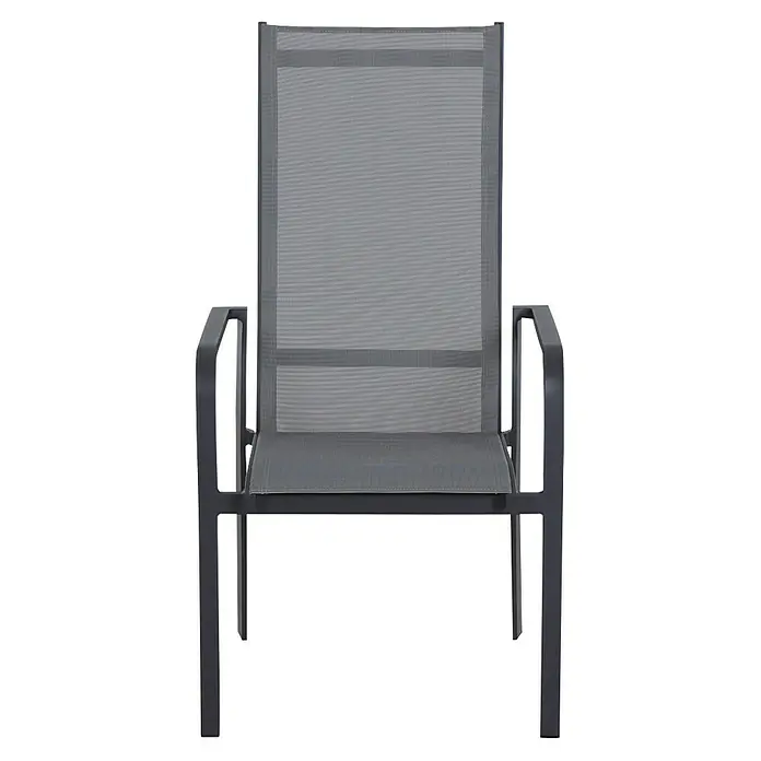 Siena Garden Stapelsessel Carlton - Ranotex-Gewebe, Stapelbar, Anthrazit, B x T x H: 60 x 63 x 113 cm - Dieser Stuhl bietet mit seinem robusten Rahmen und der atmungsaktiven Bespannung idealen Komfort für den Außenbereich. Perfekt für Garten und Terrasse.