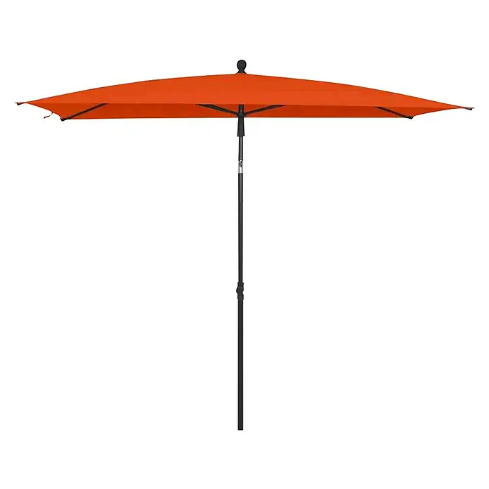 Siena Garden Marktschirm City Push - Terracotta, Bespannungsmaß (L x B): 140 x 210 cm - Oranger quadratischer Sonnenschirm mit schwarzem Ständer, ideal für Terrassen und Gärten.