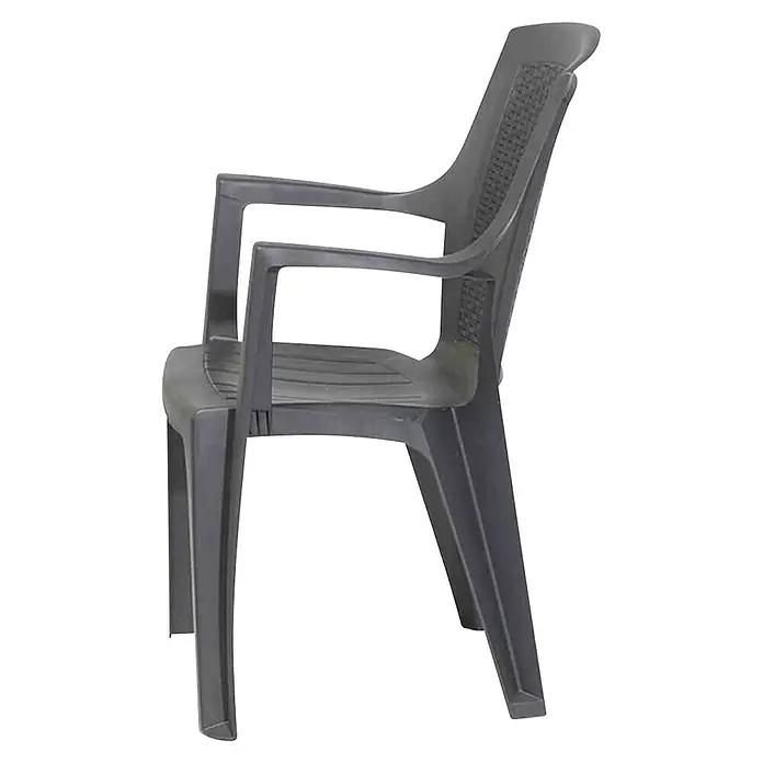 Progarden Stapelstuhl Eden - Stapelbar, Anthrazit, B x T x H: 54 x 46 x 91 cm - Grauer Kunststoffstuhl mit Armlehnen und hoher Rückenlehne, ideal für den Garten oder die Terrasse. Robustes und wetterfestes Design.
