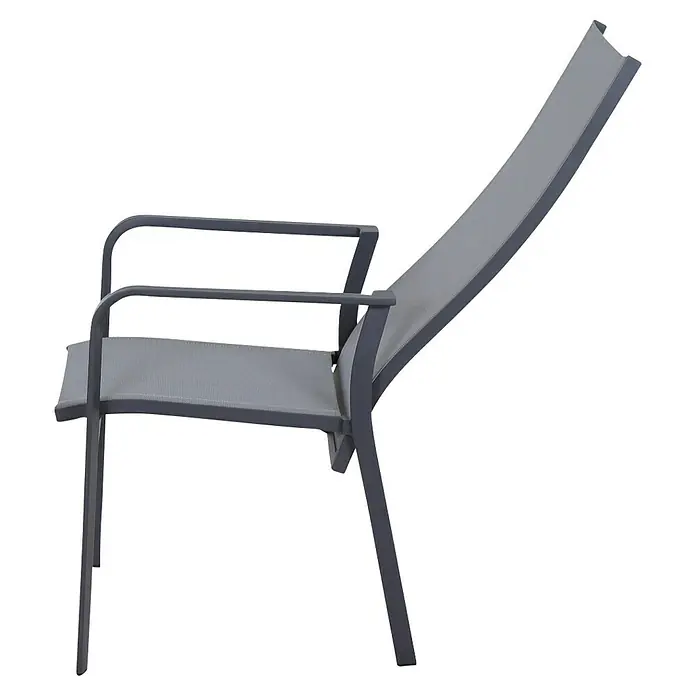 Siena Garden Stapelsessel Carlton - Ranotex-Gewebe, Stapelbar, Anthrazit, B x T x H: 60 x 63 x 113 cm - Grauer Liegestuhl mit Armlehnen für entspannte Stunden im Garten oder auf der Terrasse. Perfekt zum Relaxen und Sonnenbaden im Freien.