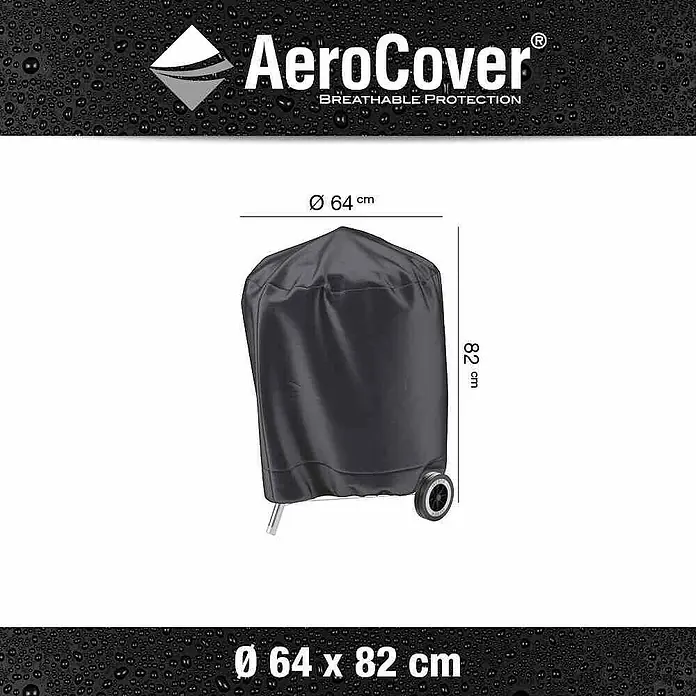 Grill-Schutzhülle Aerocover - Kunststoff, 57 x 83 cm, Polyester - Abdeckung für Grillwagen von AeroCover, Abmessungen: Durchmesser 64 cm, Höhe 82 cm, atmungsaktiver Schutz für Ihren Grill.