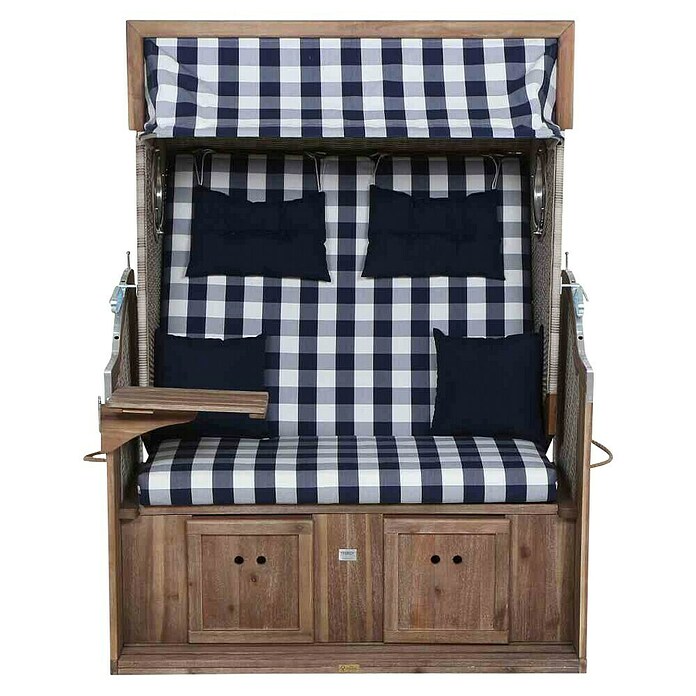 DeVries Strandkorb Trendy (L x B x H: 130 x 80 x 165 cm, Blau-Weiß (kariert)) | BAUHAUS