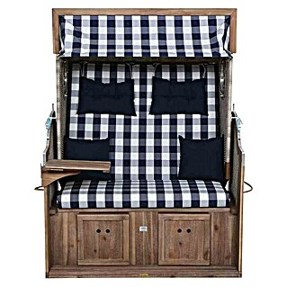 DeVries Strandkorb Trendy (L x B x H: 130 x 80 x 165 cm, Blau-Weiß (kariert))
