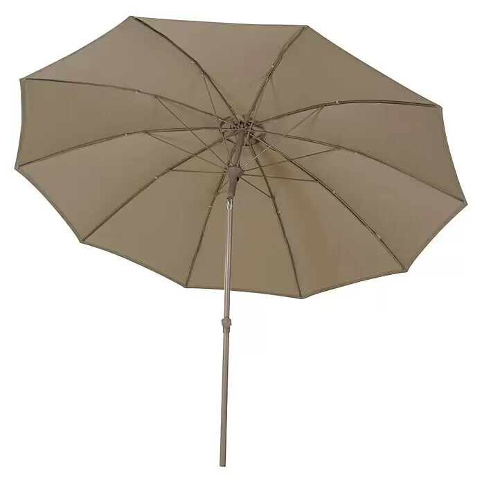 Siena Garden Marktschirm rund Paolo Push - Taupe, Durchmesser Bespannung: 270 cm - Beiger Outdoor-Sonnenschirm, vollständig geöffnet, mit stabilem Metallmast für Schatten.