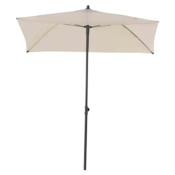 Siena Garden Balkonschirm City Push - Natur, Bespannungsmaß (L x B): 160 x 100 cm - Ein beiger rechteckiger Sonnenschirm mit dunklem Metallgestell, ideal für den Garten oder die Terrasse, bietet Schatten und Schutz vor der Sonne.