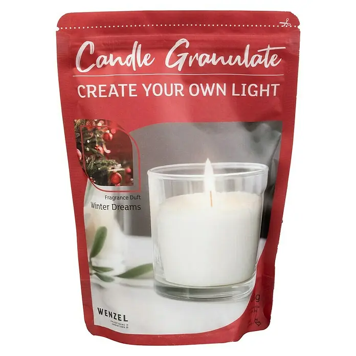 Wachsgranulat - Winter Dreams, 400 g, Weiß - Kerzengranulat-Packung "Winter Dreams" von Wenzel. Ideal, um mit dem Duft "Winter Dreams" eine eigene Kerze zu kreieren.