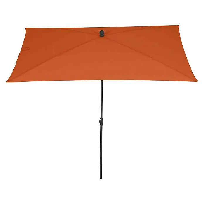 Siena Garden Marktschirm City Push - Terracotta, Bespannungsmaß (L x B): 140 x 210 cm - Orangefarbener Strandschirm mit rechteckigem Schirm und schwarzem Stab für den perfekten Sonnenschutz am Strand oder im Garten.