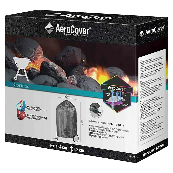 Grill-Schutzhülle Aerocover - Kunststoff, 57 x 83 cm, Polyester - Abbildung der AeroCover-Grillabdeckung, atmungsaktiver Schutz für Ihren Grill. Robust und wetterfest, hält Ihren Grill sauber und trocken.