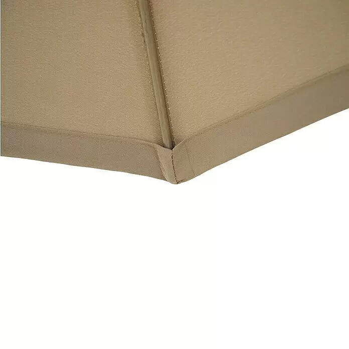 Siena Garden Marktschirm rund Paolo Push - Taupe, Durchmesser Bespannung: 270 cm - Nahaufnahme einer beigen Stoffecke mit texturiertem Material, sichtbaren Nähten und verstärkter Kante.