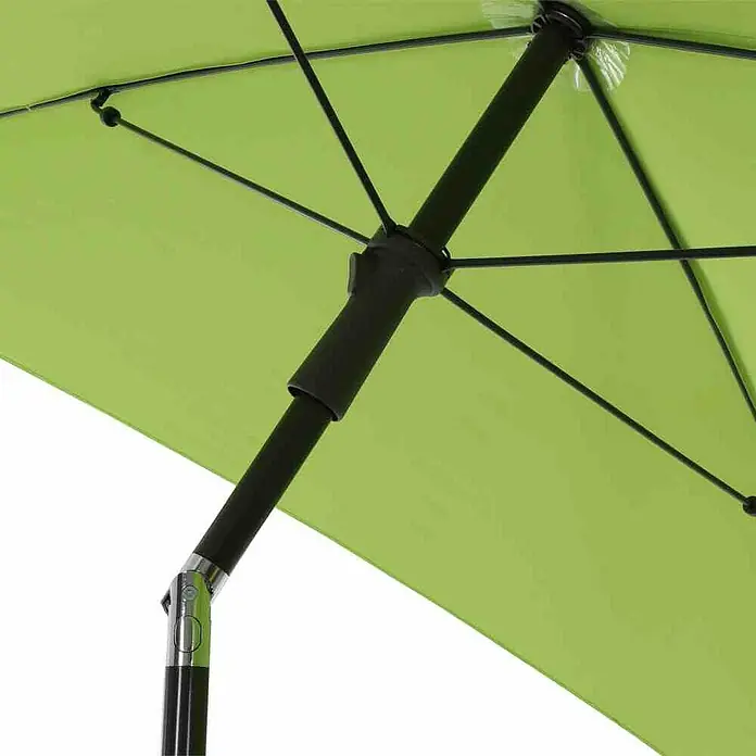 Siena Garden Marktschirm City Push - Grün, Bespannungsmaß (L x B): 180 x 180 cm - Detailaufnahme eines grünen Sonnenschirms, der die Konstruktion und das grüne Tuch hervorhebt. Perfekt für den Garten.