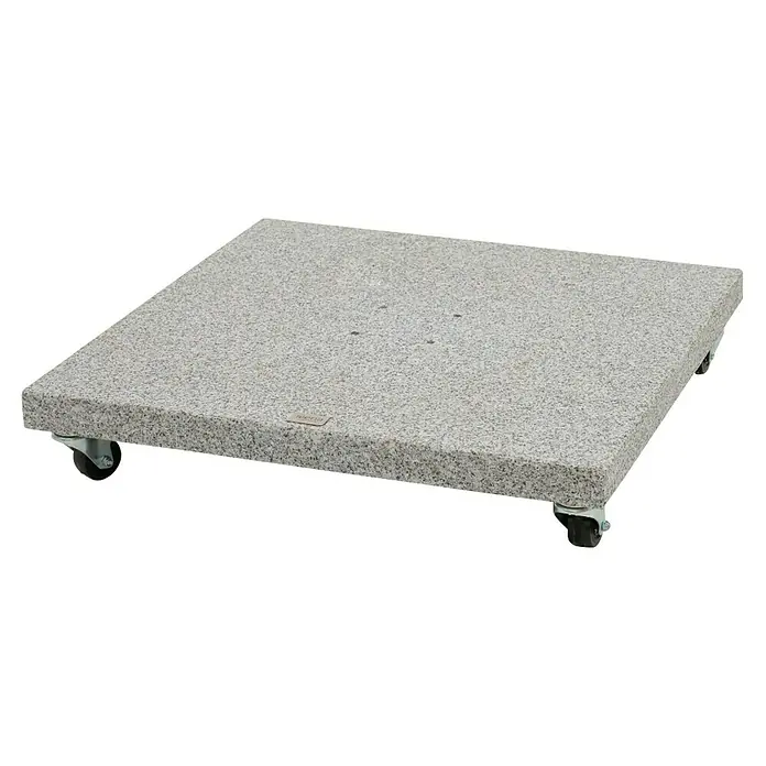Siena Garden Granitschirmständer Ennio Base mit Rollen - 90 kg, L x B: 80 x 80 cm - Quadratischer Sonnenschirmständer aus grauem Granit mit Rollen für eine einfache Bewegung im Außenbereich. Stabile und mobile Lösung.