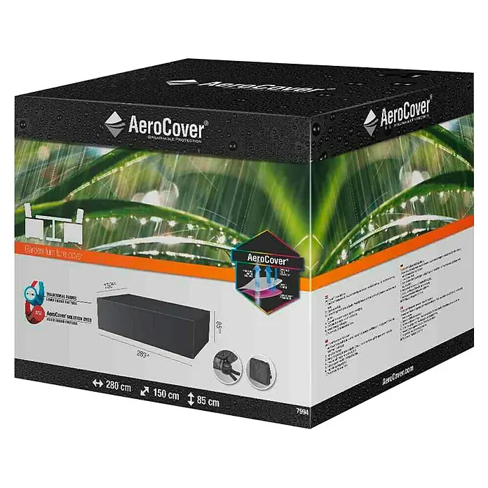 Sitzgruppen-Schutzhülle Aerocover - L x B x H: 280 x 150 x 85 cm, Kunststoff - Verpackung für eine atmungsaktive AeroCover Schutzhülle für Gartenmöbel, die vor Witterungseinflüssen schützt.