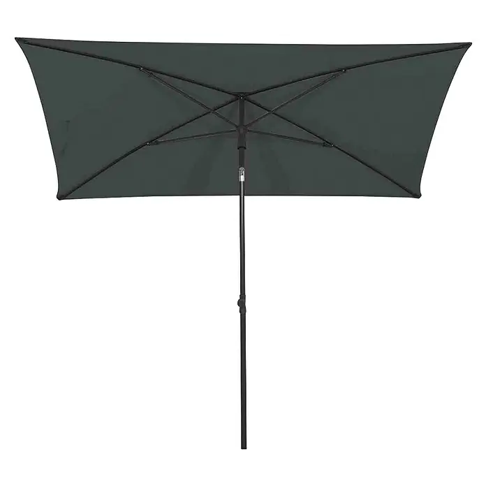 Siena Garden Marktschirm City Push - Anthrazit, Bespannungsmaß (L x B): 140 x 210 cm - Ein quadratischer, dunkelgrüner Sonnenschirm mit einem stabilen, schwarzen Mast, ideal für den Garten oder die Terrasse.