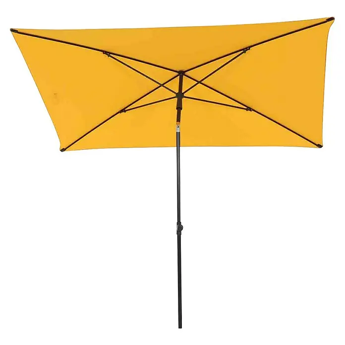 Siena Garden Marktschirm City Push - Gelb, Bespannungsmaß (L x B): 140 x 210 cm - Gelber rechteckiger Sonnenschirm mit schwarzem Gestell. Der Schirm bietet Schatten und Schutz vor der Sonne im Freien.