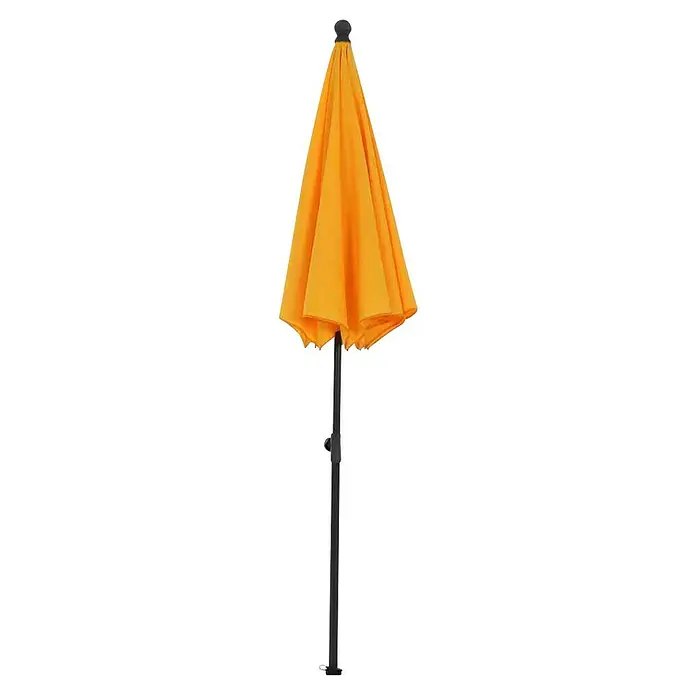 Siena Garden Marktschirm rund City Push - Gelb, Durchmesser Bespannung: 180 cm - Gelber Sonnenschirm mit schwarzem Ständer, ideal für sonnige Tage im Freien, bietet Schatten und Schutz vor der Sonne.
