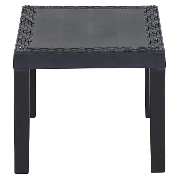 Progarden Gartenmöbel-Set Kraka - 3 -tlg., 100% Polyester, 100% Polypropylen, Anthrazit - Dieser stilvolle schwarze Couchtisch mit Rattanmuster ist ideal für den Innen- und Außenbereich und bietet eine praktische Ablagefläche.