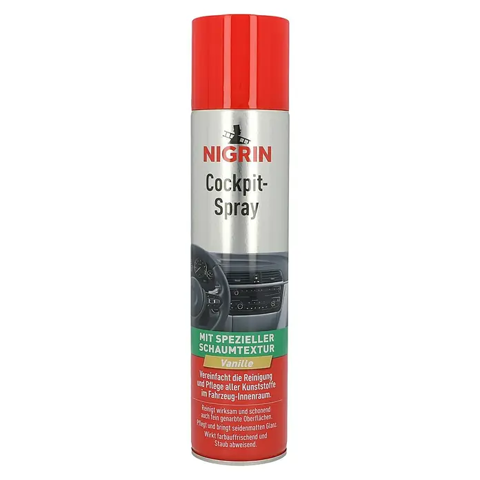 Nigrin Cockpit-Spray - 400 ml, Vanille - Nigrin Cockpit-Spray Vanille: Pflegt und reinigt alle Kunststoffe im Fahrzeug-Innenraum. Wirkt farbauffrischend und staubabweisend.