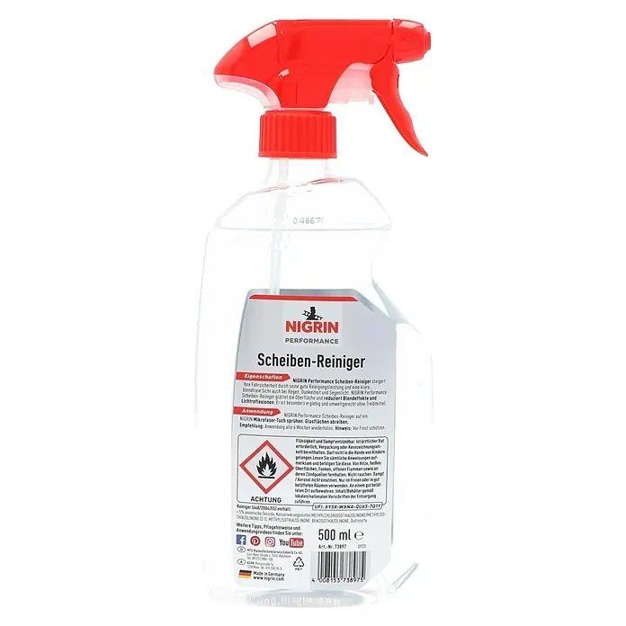 Nigrin Performance Scheibenreiniger - 500 ml - Nigrin Performance Scheiben-Reiniger: Für klare Sicht und erhöhte Fahrsicherheit. Entfernt Blendeffekte und reduziert Lichtreflexionen.