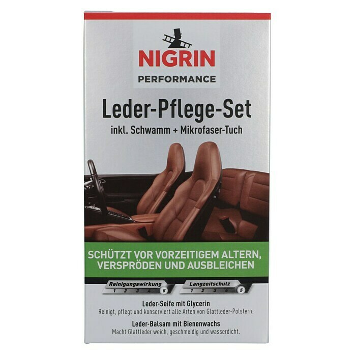 Nigrin Performance Lederpflege-Set (4 -tlg., Geeignet für