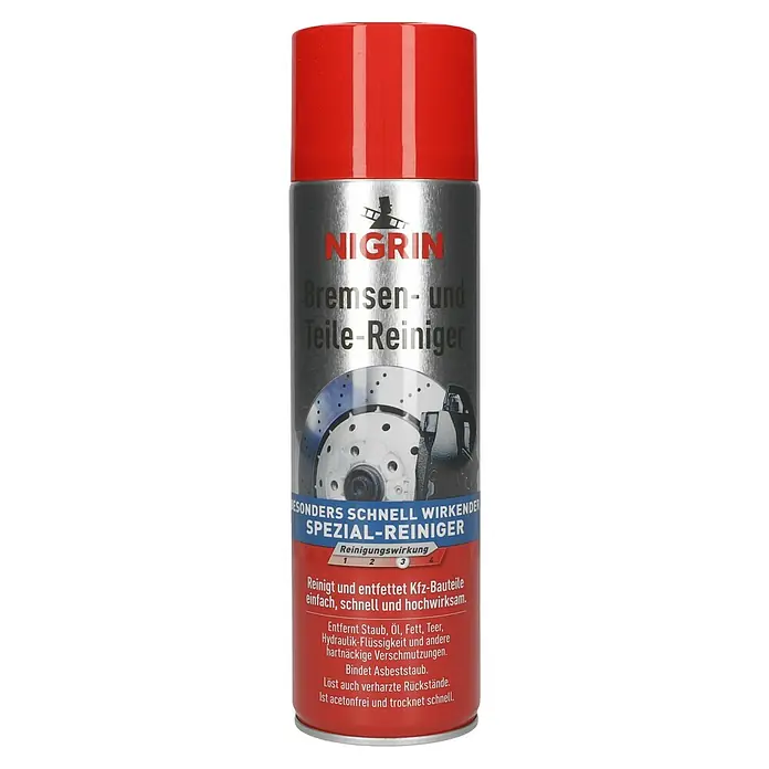 Nigrin Bremsen- & Teilereiniger - 500 ml - Nigrin Bremsen- und Teile-Reiniger: Löst zuverlässig Verschmutzungen an Kfz-Bauteilen, ist acetonfrei und trocknet schnell.