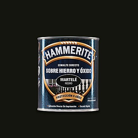 Hammerite Esmalte para metal Hierro y Óxido (Negro, 250 ml, Efecto martelé)