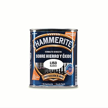 Hammerite Esmalte para metal Hierro y Óxido (Blanco, 750 ml, Efecto liso)