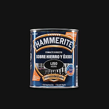 Hammerite Esmalte para metal Hierro y Óxido (Negro, 250 ml, Efecto liso)