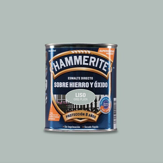 Hammerite Esmalte para metal Hierro y óxido  (Gris plateado, 750 ml, Brillante)