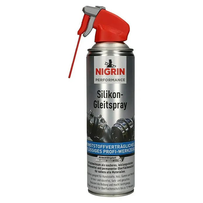 Nigrin Silikon-Gleitspray Hybrid - 500 ml - Dose Nigrin Silikon-Gleitspray Performance mit rotem Sprühkopf. Ideal zur Schmierung, reduziert Reibung und schützt Oberflächen.