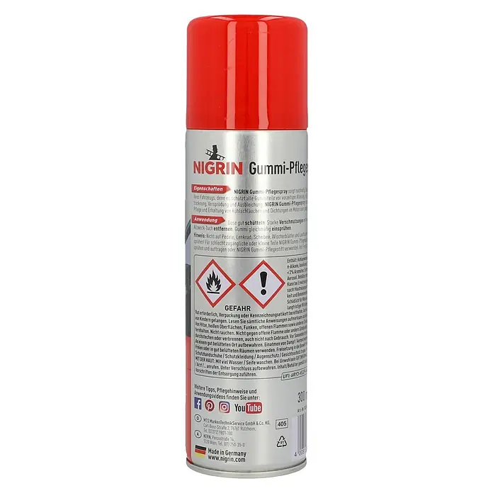 Nigrin Gummi-Pflegespray - 300 ml - Dose Nigrin Gummi-Pflege, ein Gummipflegespray zur Pflege und Erhaltung von Gummiteilen im Motorraum und am Fahrzeug.