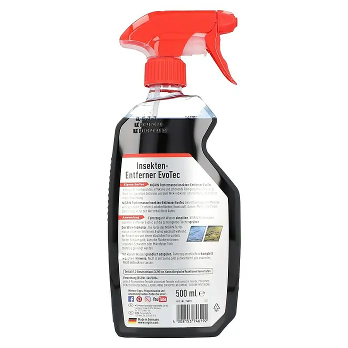 Nigrin Performance Insektenentferner mit Indikator - 500 ml - Nigrin Performance Insekten-Entferner EvoTec. Effektive und schonende Reinigung für Ihr Auto.