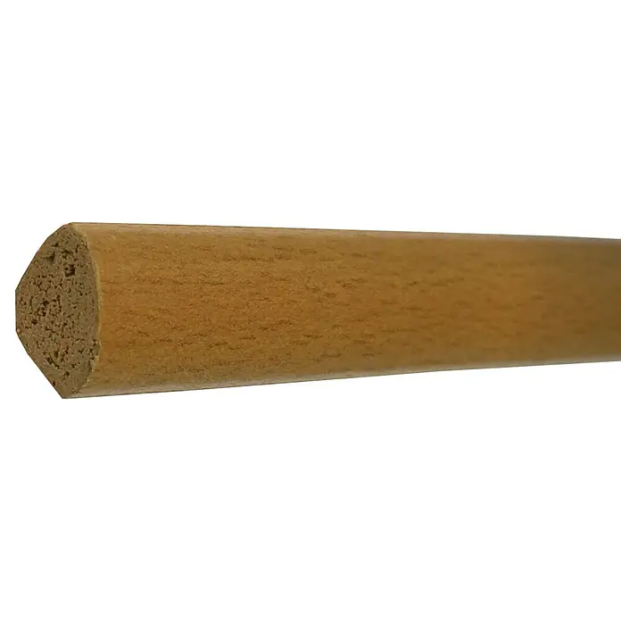 Döllken Viertelstab - 200 cm x 12 mm x 12 mm, Kunststoff, Buche - Detailaufnahme eines Holzprofils, ideal für dekorative Zwecke und zum Verfeinern von Innenräumen.