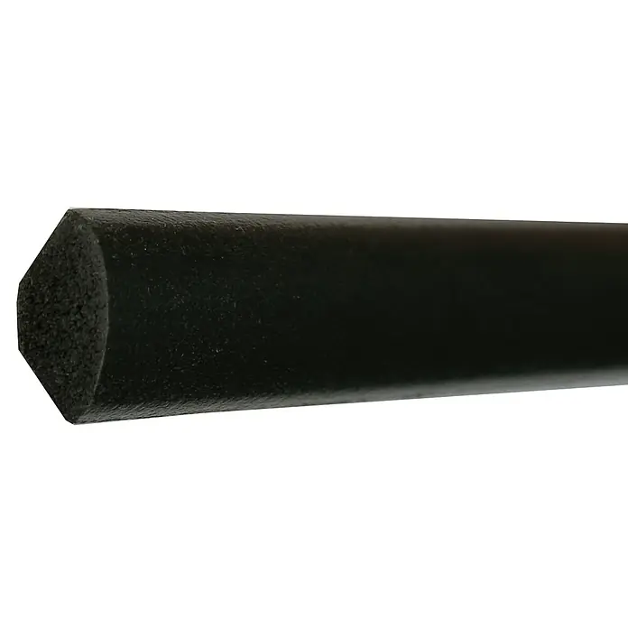 Döllken Viertelstab - 200 cm x 12 mm x 12 mm, Kunststoff, Schwarz - Schwarzer Dichtungsstreifen mit sechseckigem Profil für vielfältige Anwendungen im Bau- und Sanitärbereich.