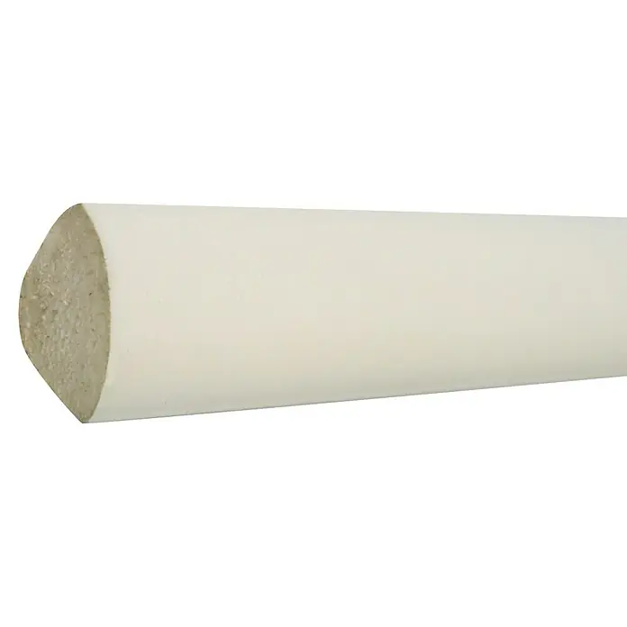 Döllken Viertelstab - 200 cm x 12 mm x 12 mm, Kunststoff, Weiß - Nahaufnahme einer MDF-Viertelstab-Zierleiste, ideal für Innenausbau und Akzentuierung von Ecken und Kanten in jedem Raum.