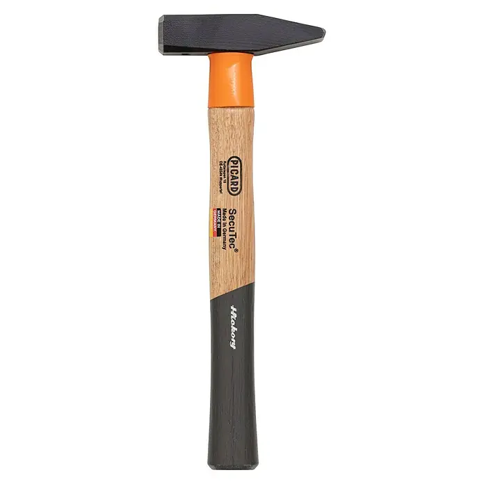 Picard Schlosserhammer SecuTec® - Gewicht Kopf: 500 g, Holz Hickory - Ein Picard SecuTec® Hammer mit Hickory-Griff. Der Hammerkopf ist schwarz, der Griff ist braun und grau.