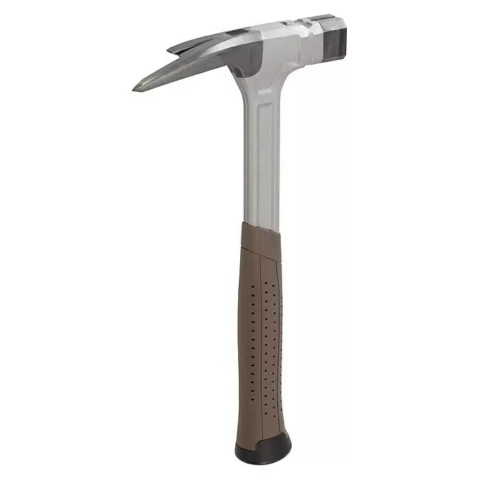 Picard Latthammer AluTec® - Gewicht Kopf: 750 g, Aluminium - Silber-grauer Geologenhammer mit spitzem Pick und braunem, texturiertem, ergonomischem Griff.