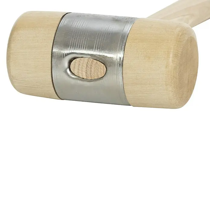 Picard HolzhammerDurchmesser Kopf: 50 mm - Nahaufnahme eines Schonhammers mit Holzgriff und Metalleinfassung, ideal für schonende Arbeiten.