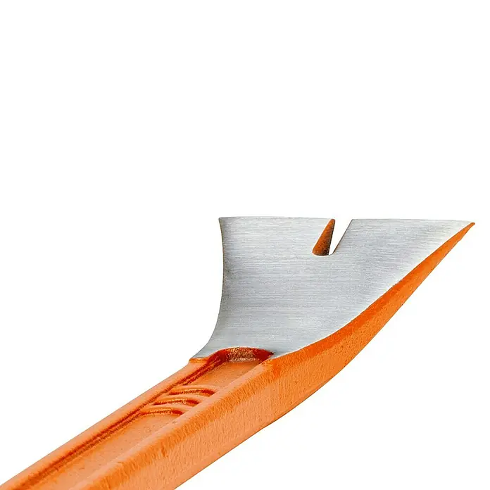Picard Präzisionseisen BlackGiant Utility-Bar® - 250 x 50 mm, Gewicht Kopf: 296 g, Stahl - Nahaufnahme eines orangefarbenen Brecheisens mit silberner Spitze, Werkzeug für Bau und Abbrucharbeiten, robust und langlebig.