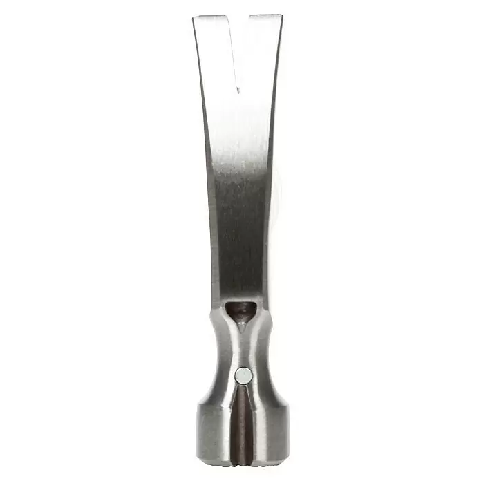 Picard Latthammer geraut - Gewicht Kopf: 1.000 g, Material Griff: Leder - Metallischer, silberner Brecheisen mit V-förmigem Nagelzieher und flachem Hebelende.
