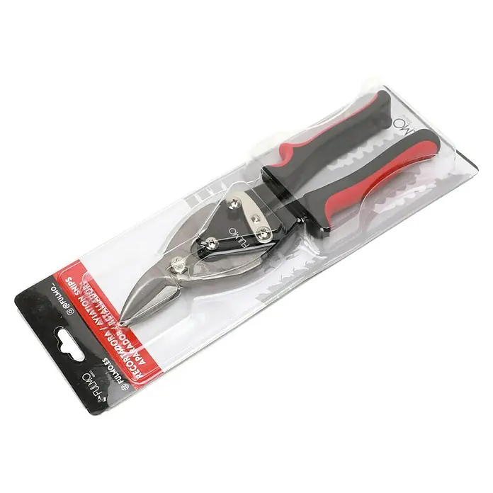 Fulmo Tijeras para chapa - Largo: 56 cm, Acero - Tijeras de aviación Fulmo empaquetadas con mangos rojos y negros. Perfectas para cortes de precisión, bien empaquetadas y listas para usar.