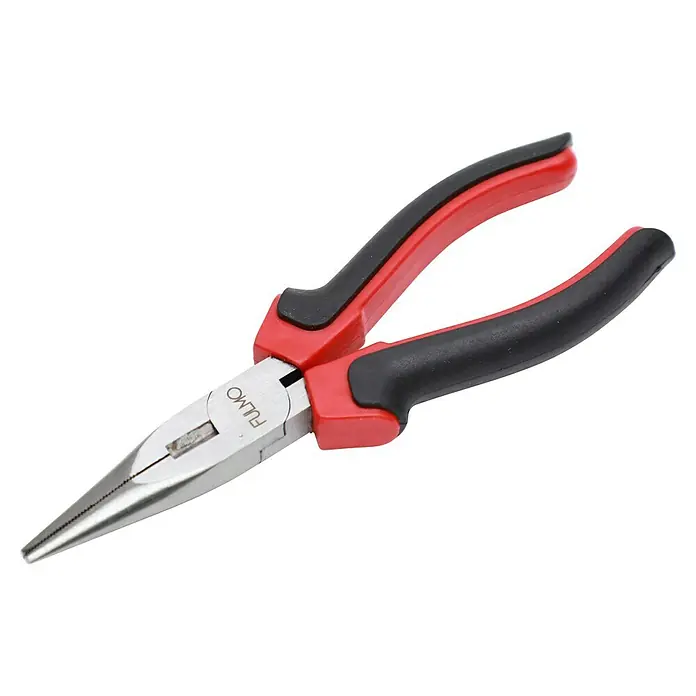 Fulmo Set de destornilladores - 5 pzs., Acero - Alicates de punta fina con mangos rojos y negros. La herramienta es ideal para agarrar, cortar y doblar alambres y componentes pequeños.