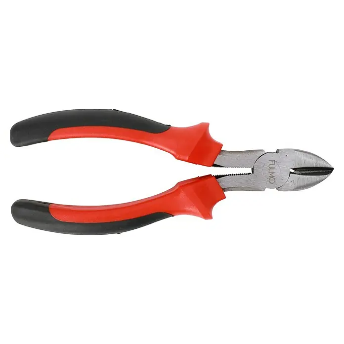 Fulmo Bolsa para herramientas - An x Pr x Al: 15 x 32 x 21 cm, Poliéster, 25 pzs. - Alicates de corte lateral con mangos rojo y negro, ideal para cortar cables e hilos en manualidades e industria.