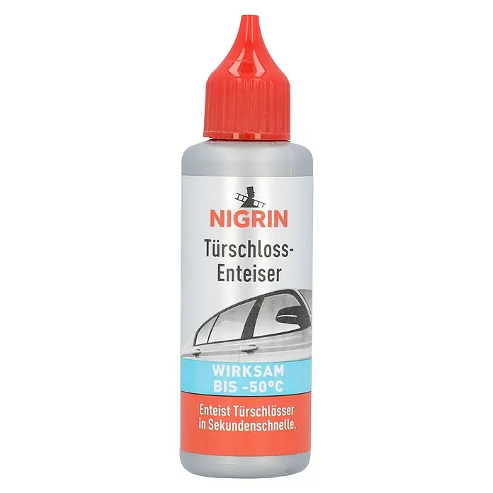 Nigrin Türschlossenteiser - 2 Stk. x 50 ml, -50 °C - Nigrin Türschloss-Enteiser mit rotem Deckel. Schnelle Enteisung von Türschlössern bis -50°C.